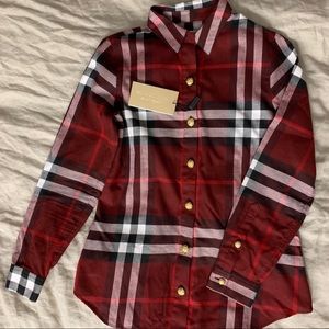 Burgundy red Burberry button down Brand New